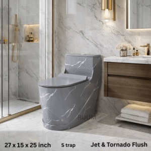 commode Premium Grey Marble Finish with Jet & Tornado Flush (27x15x25 Inch)